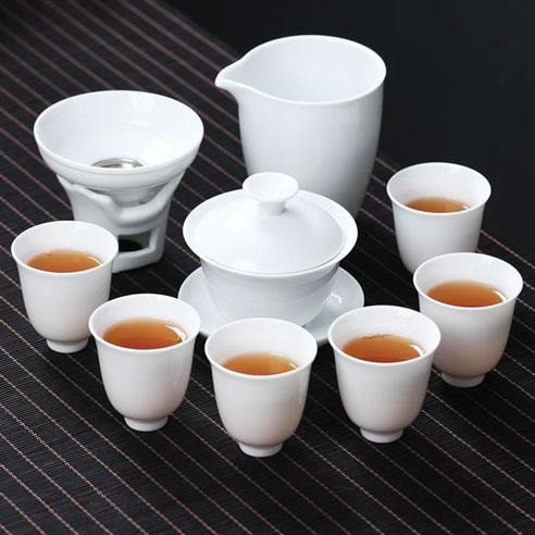 商务礼品定制：10头德化高白瓷茶具套装