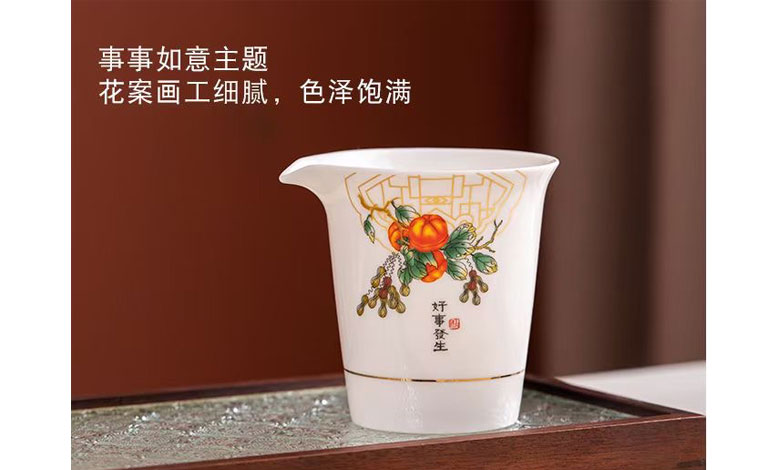商务礼品定制：高档素烧羊脂玉瓷主人杯茶具